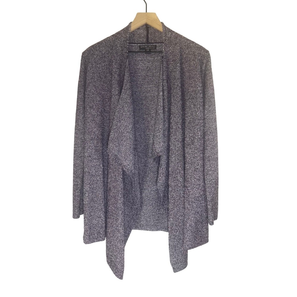 Barefoot Dreams Bamboo Chic Lite Marled Purple Draped Cardigan Sweater SM 436